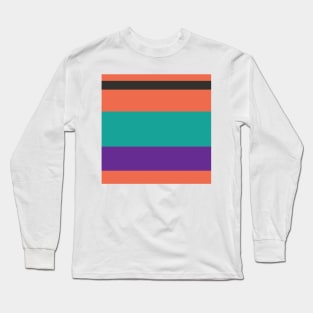 A miraculous consistency of Light Red Ochre, Faded Orange, Christmas Purple, Persian Green and Dark Charcoal stripes. Long Sleeve T-Shirt